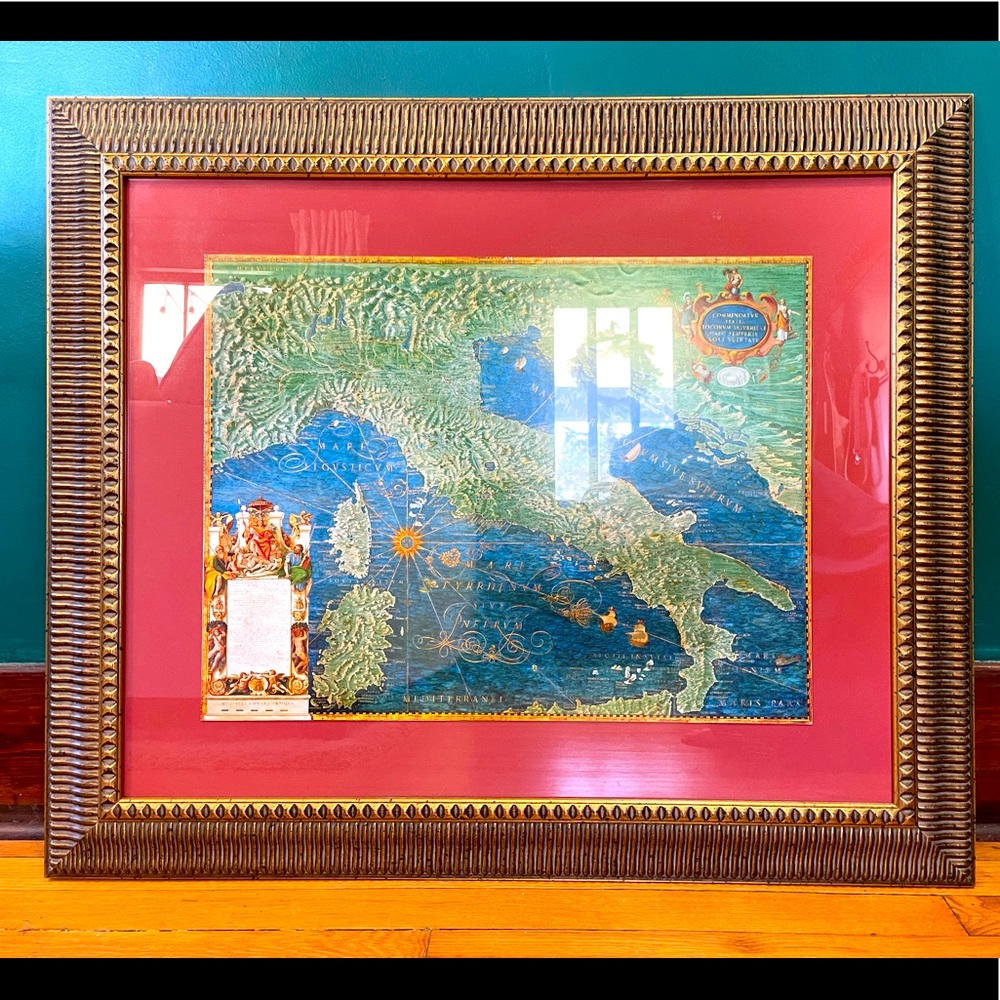 Baroque style artwork map of Italy